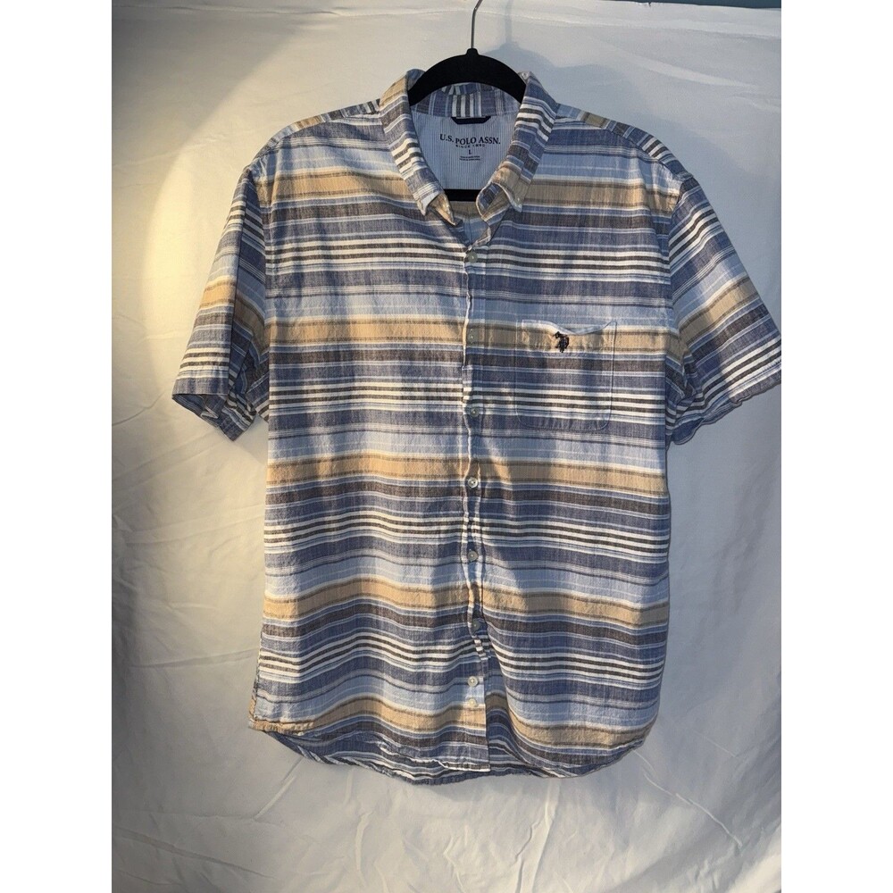 us polo assn button down shirt, Short Sleeve, Vintage, Mens Size large, 98826